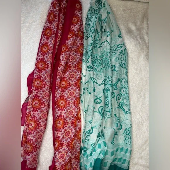 💥3/$20 Charming Charlie Scarves Bundle Pink & Teal- OR use as table runners - Picture 2 of 15